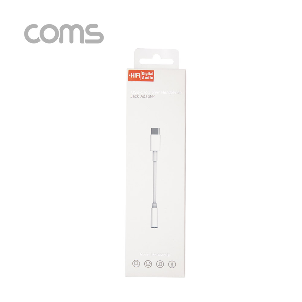 Coms USB 3.1(Type C) Aux 젠더 / White /10cm/C타입 국내폰 사용가능