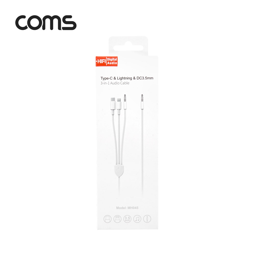 Coms USB 3.1(Type C) & 8P & AUX 케이블 / 1.2M / 3 in 1