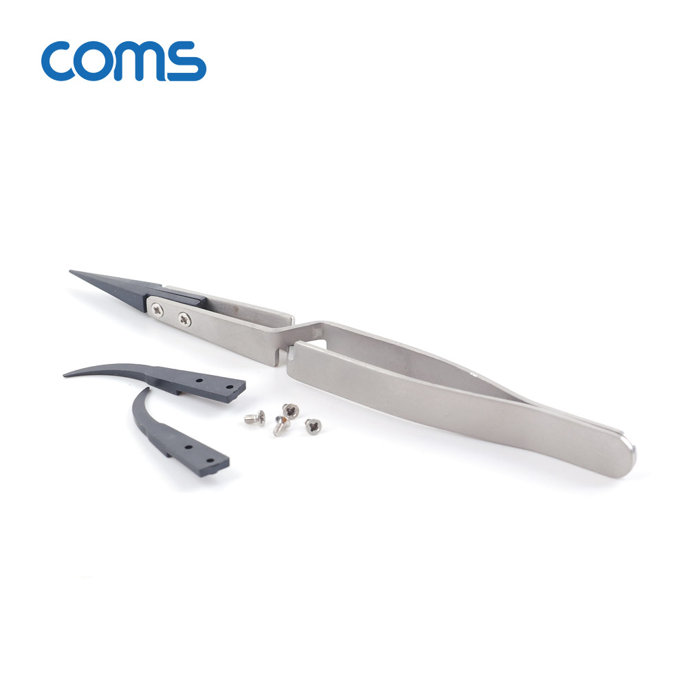 Coms 정전기 방지 및 역방향 정밀 핀셋 150mm