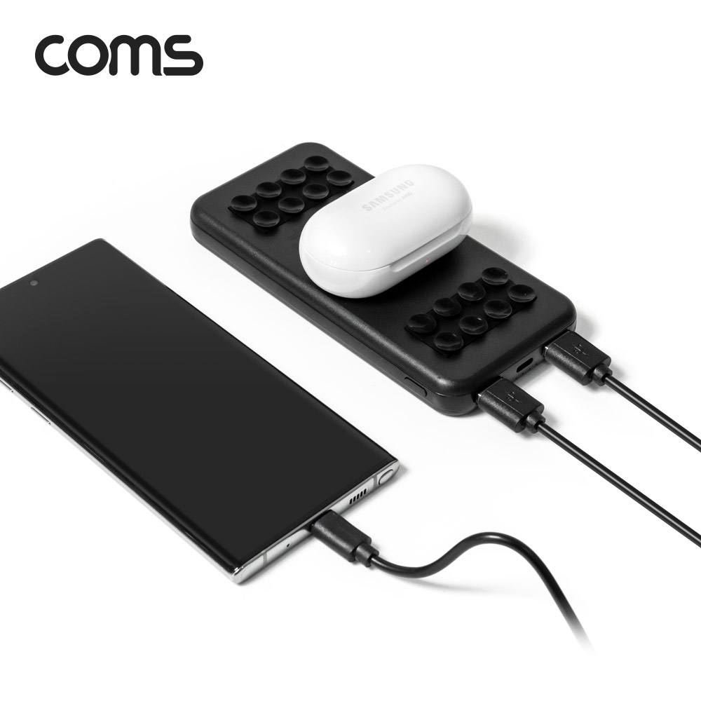 Coms 무선 충전 보조배터리 10,000mAh/5V 2A/유선10W/빨판형 흡착패드 / 유무선3대동시충전