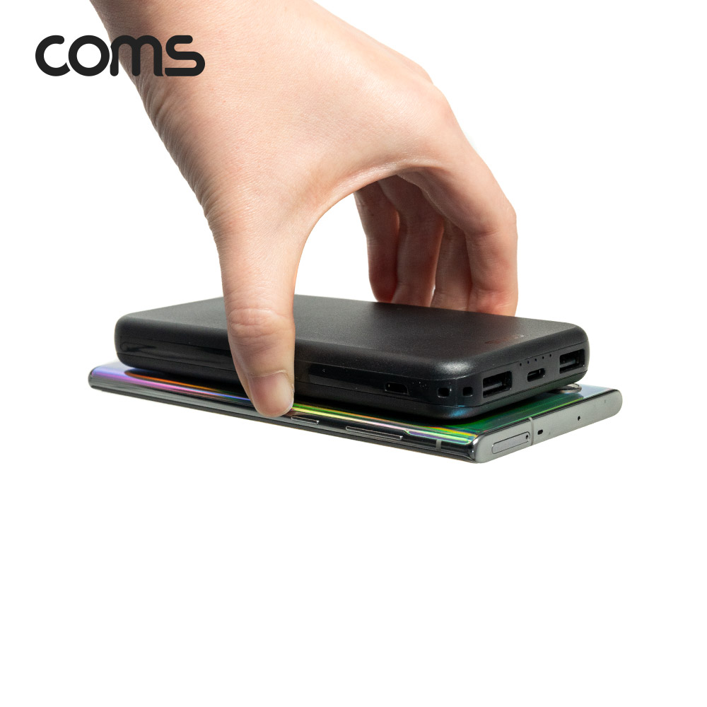 Coms 무선 충전 보조배터리 10,000mAh/5V 2A/유선10W/빨판형 흡착패드 / 유무선3대동시충전