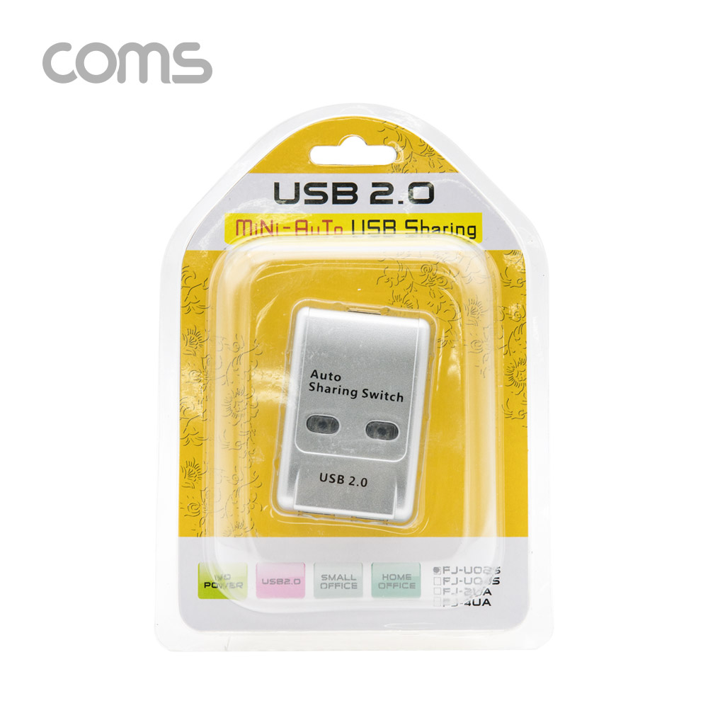 Coms USB 공유기 2:1 / 선택기 / USB 2.0 / 수동 스위치 및 프로그램 전환 방식