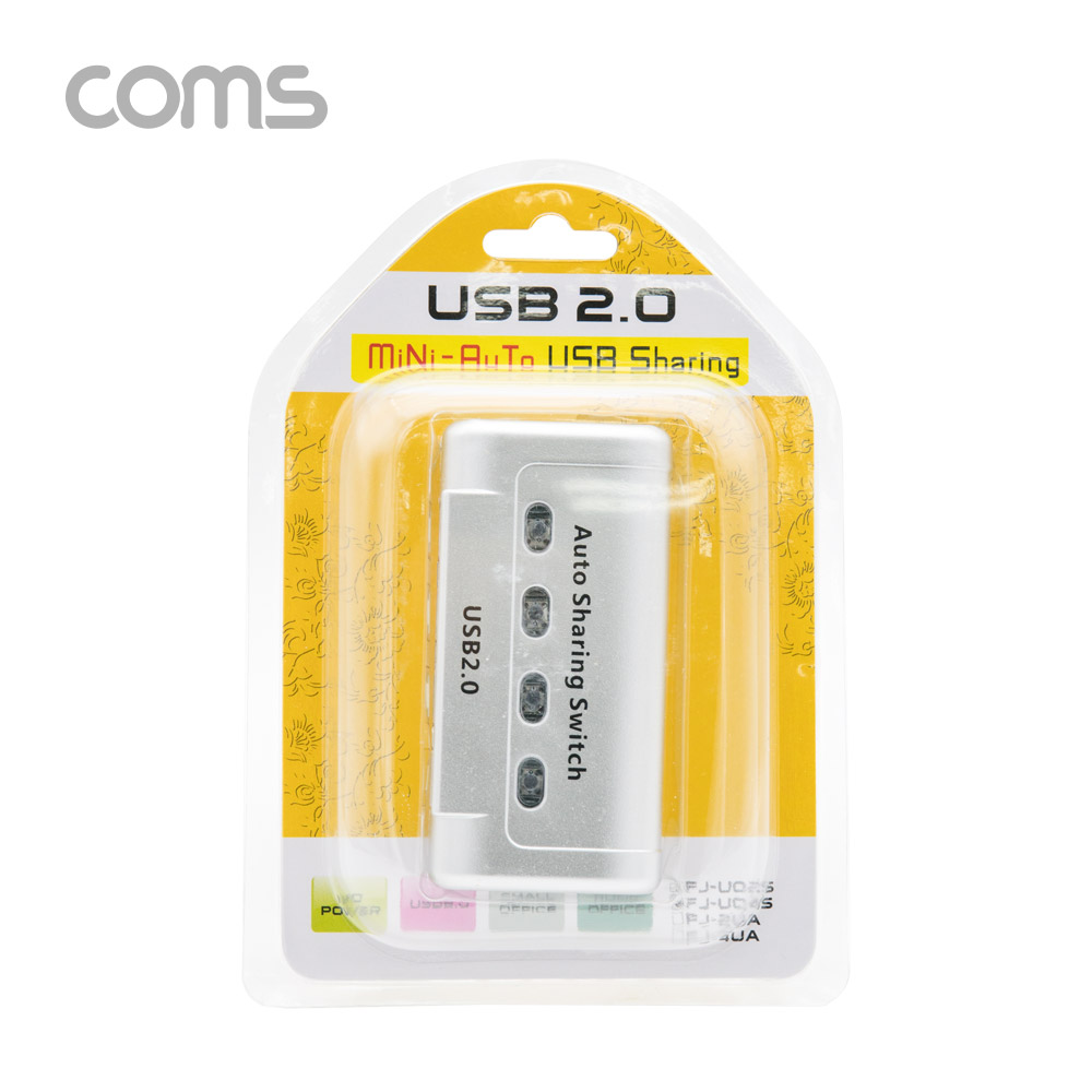 Coms USB 공유기 4:1 / 선택기 / USB 2.0 / 수동 스위치 및 프로그램 전환 방식