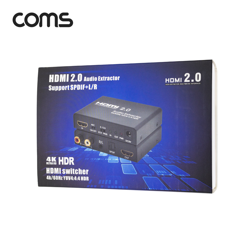 Coms HDMI 오디오/사운드 컨버터 (HDMI+2RCA+SPDIF+AUX) 4K@60Hz