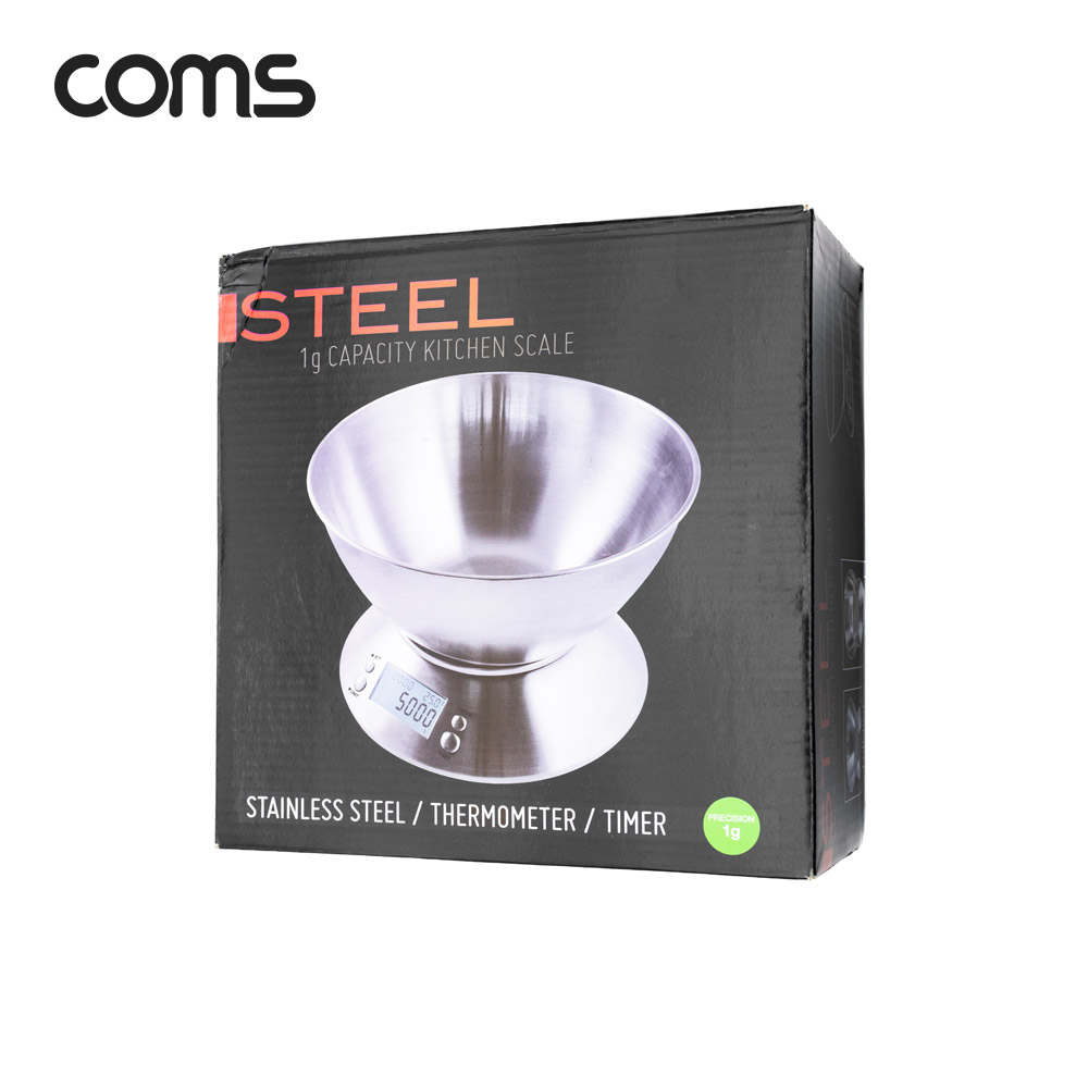 Coms 주방용 디지털 저울 / 1g단위 측정 / 온도계 / 타이머 지원