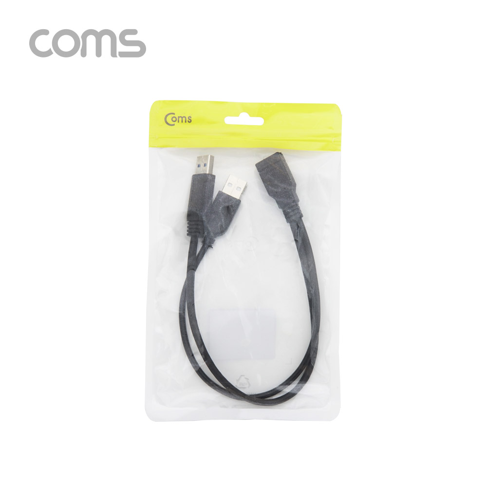 Coms USB 3.0 케이블(Y형) / 3.0 A F/3.0 A M + 2.0 A M(USB 전원 추가공급) 젠더 / 30cm