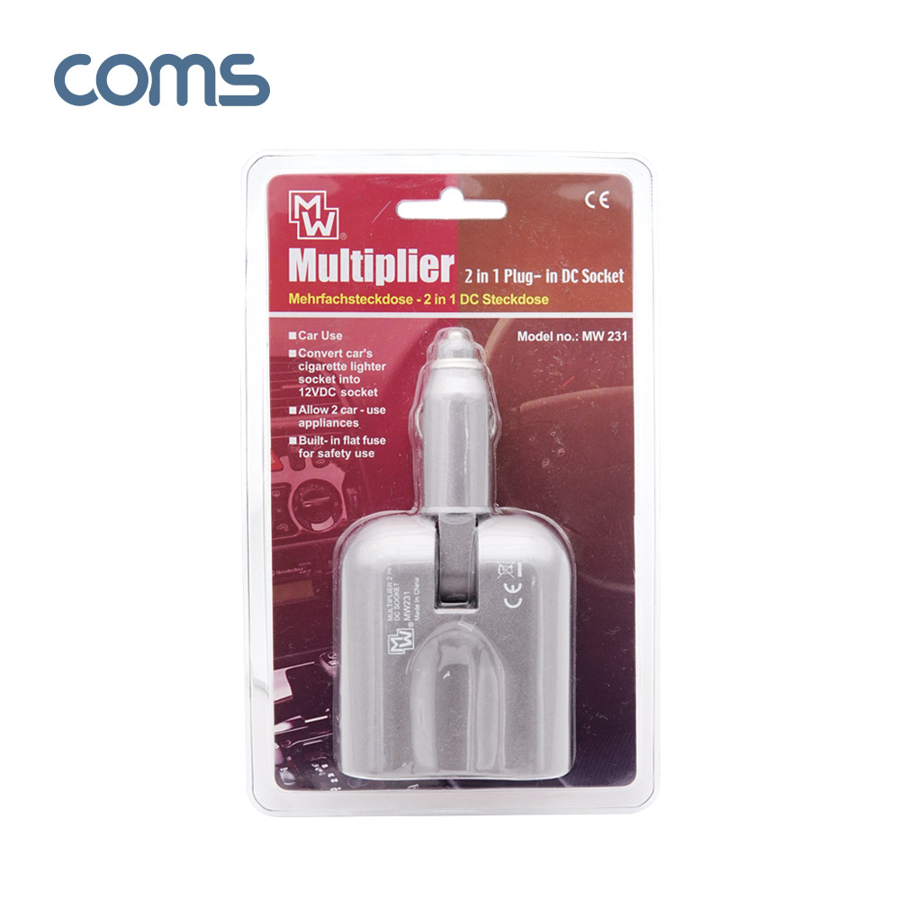 Coms 차량용 시가잭 멀티 전원 소켓 2구 - Direct 방식/ 180도 회전 [MW231]/ 시거잭