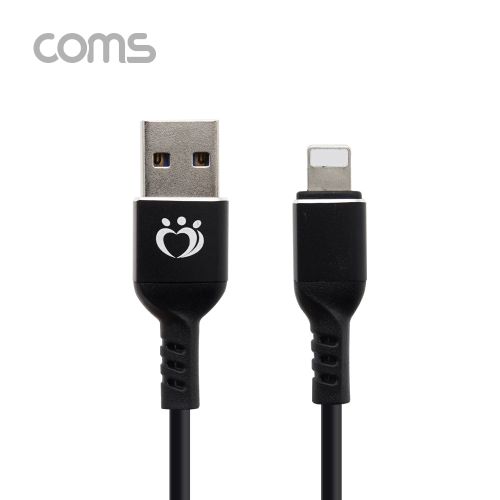 Coms iOS 8핀 (8Pin) 스프링 케이블 / USB 2.0 to iOS 8P / 최대 1.2m / Black