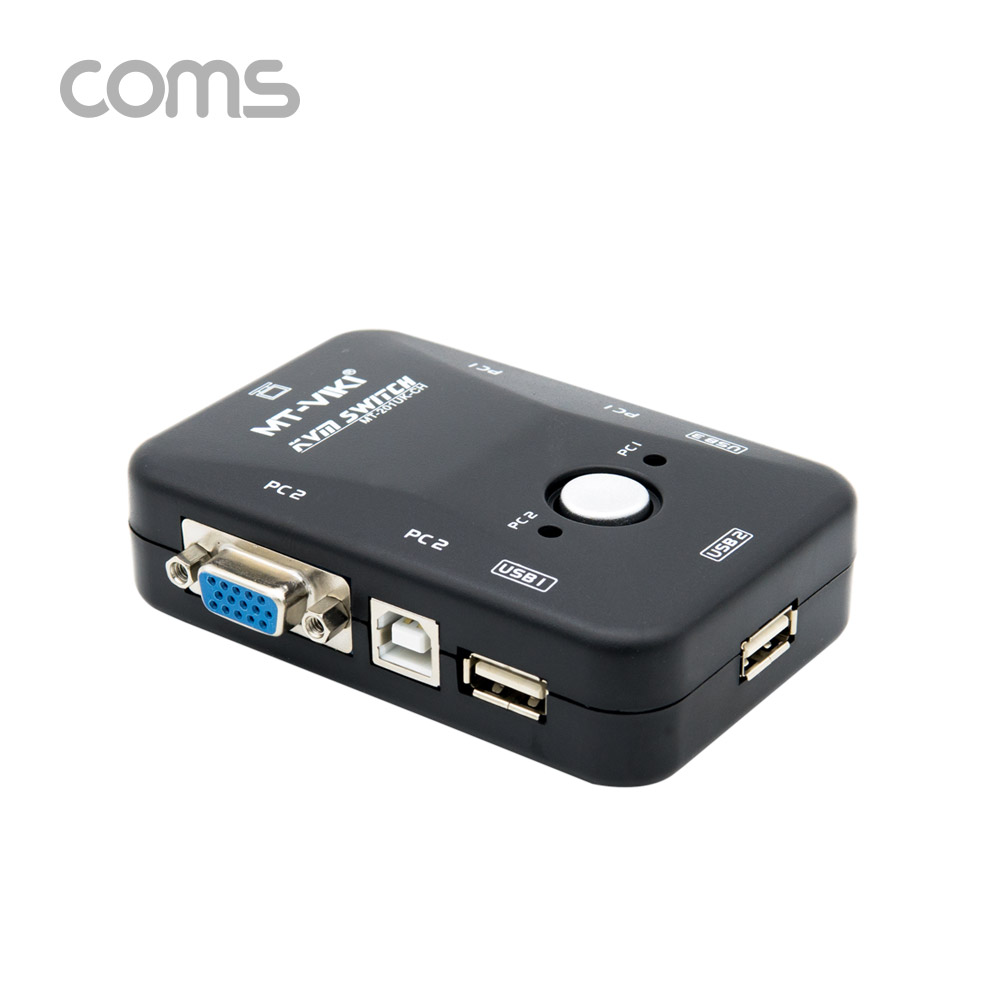 Coms KVM USB 스위치(2:1) / PC 2대 연결/ 주변장치 연결 가능