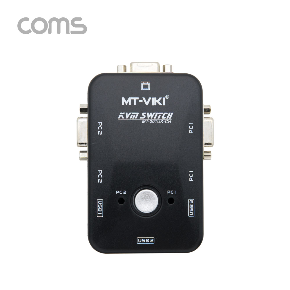 Coms KVM USB 스위치(2:1) / PC 2대 연결/ 주변장치 연결 가능