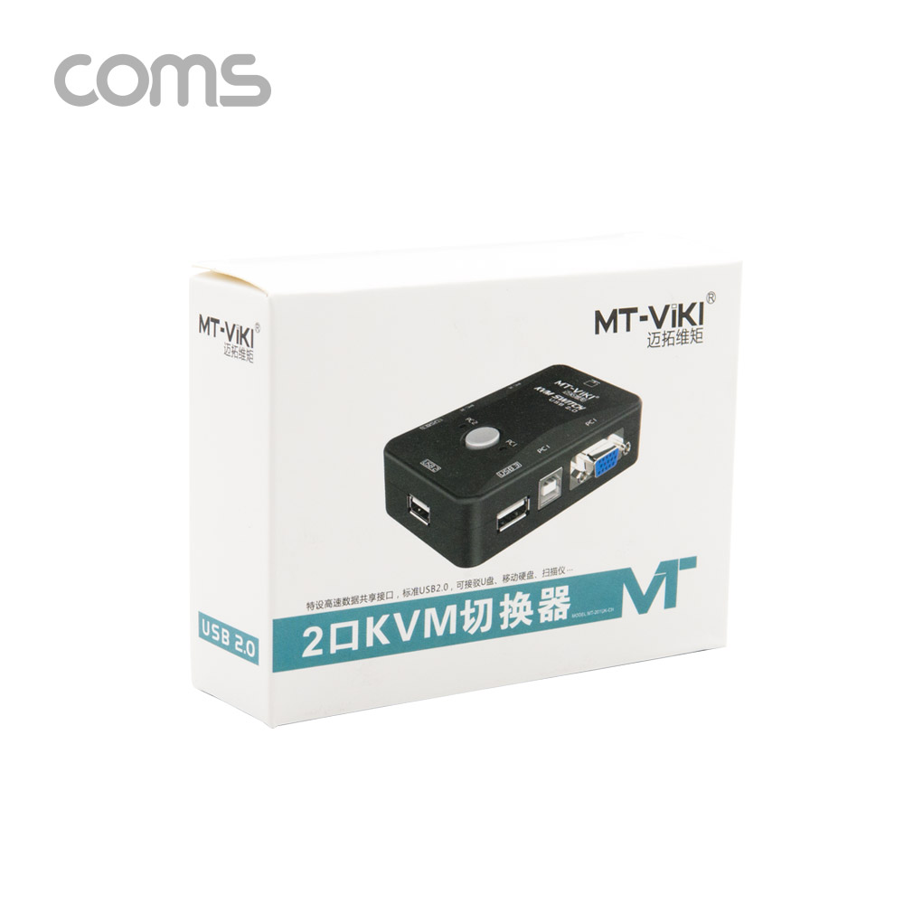 Coms KVM USB 스위치(2:1) / PC 2대 연결/ 주변장치 연결 가능