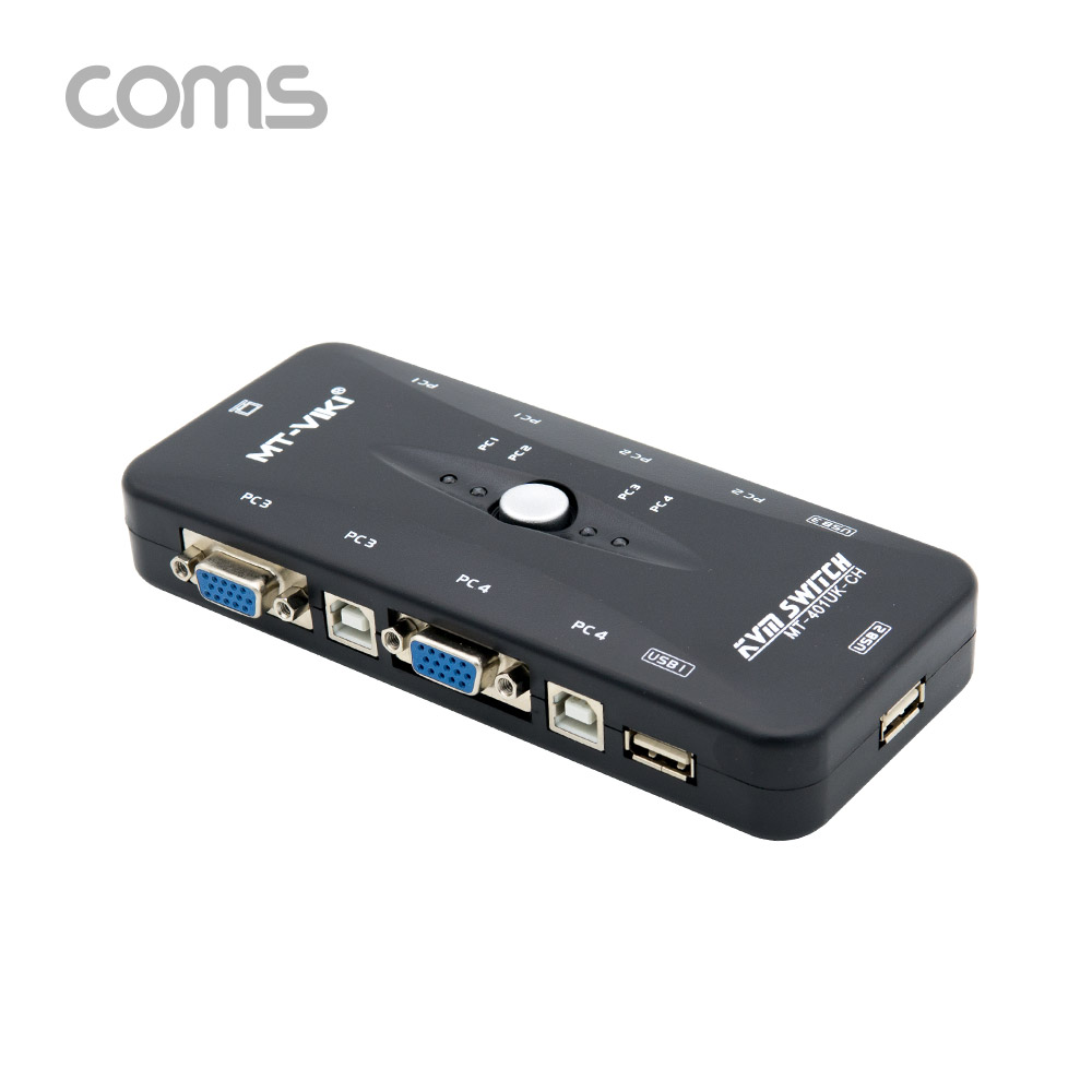 Coms KVM USB 스위치(4:1) / PC 4대 연결/ 주변장치 연결 가능