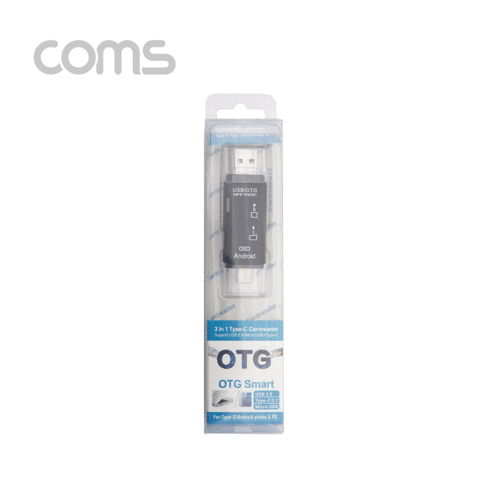 Coms USB 3.1 (Type C) 카드리더기(3 in 1), TF(Micro SD) / SD, Micro 5P , USB 2.0