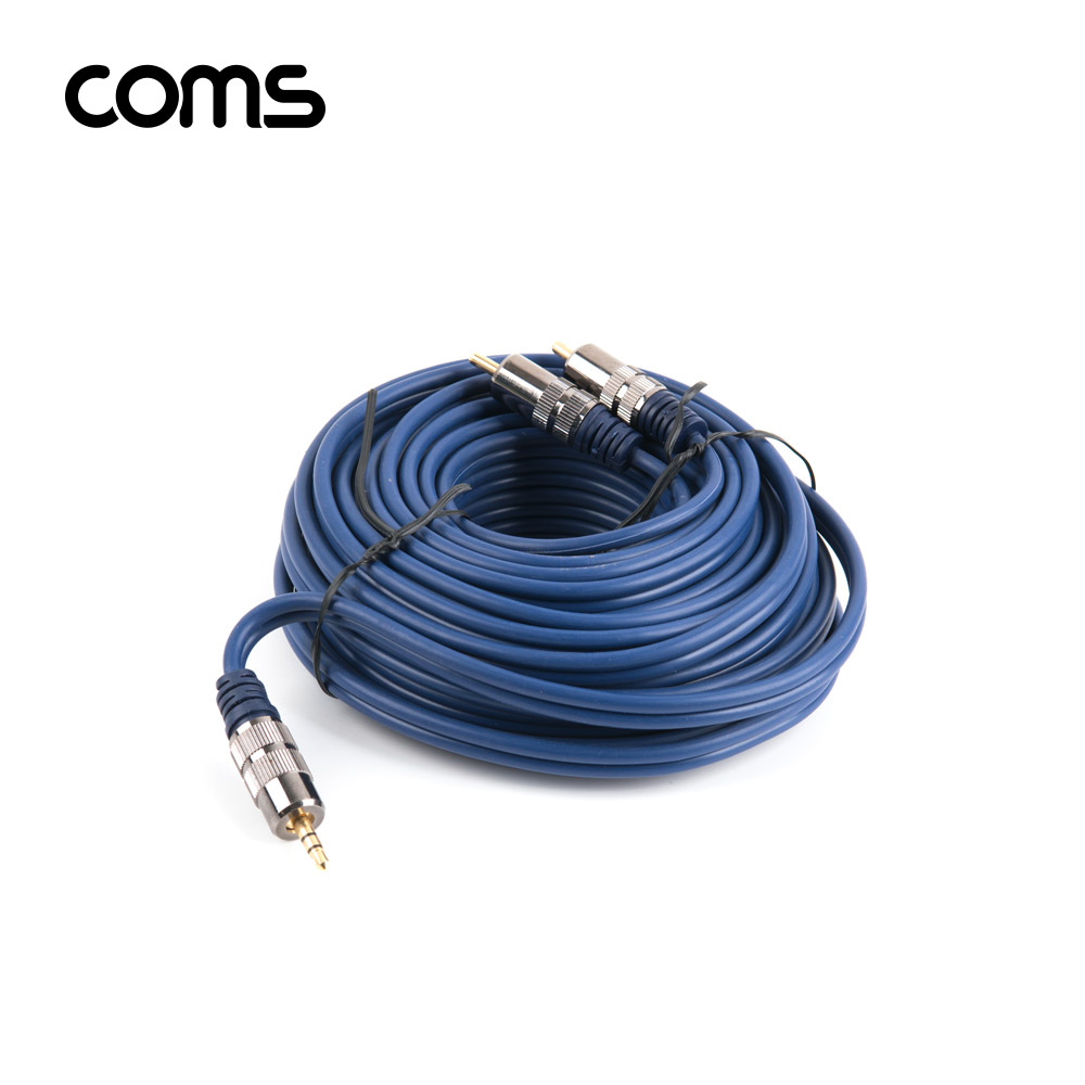 Coms 스테레오/RCA(2선) 케이블(최고급형) / 3.5mm ST(M) to 2RCA(M) / METAL / 10m