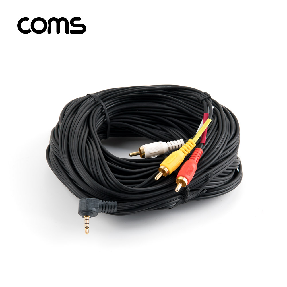Coms 스테레오/RCA(3선) 케이블 / ST 3.5 4극 꺾임(꺽임) M/3RCA M / 15M