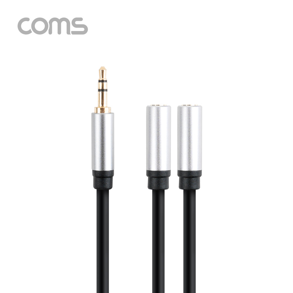 Coms 스테레오 젠더 Y형(3.5 M/Fx2), Aux 케이블(3극) 2분배, 30cm