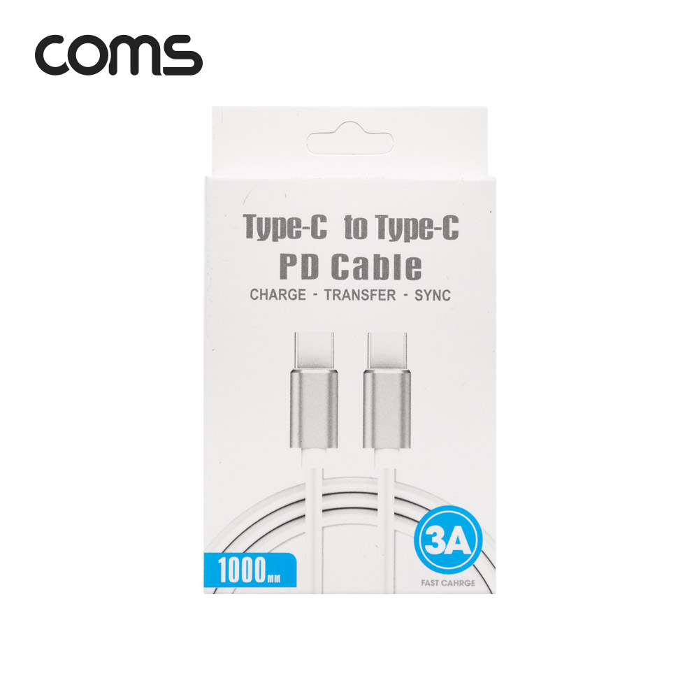 Coms USB 3.1 Type C 케이블 (3A/PD) 1M White