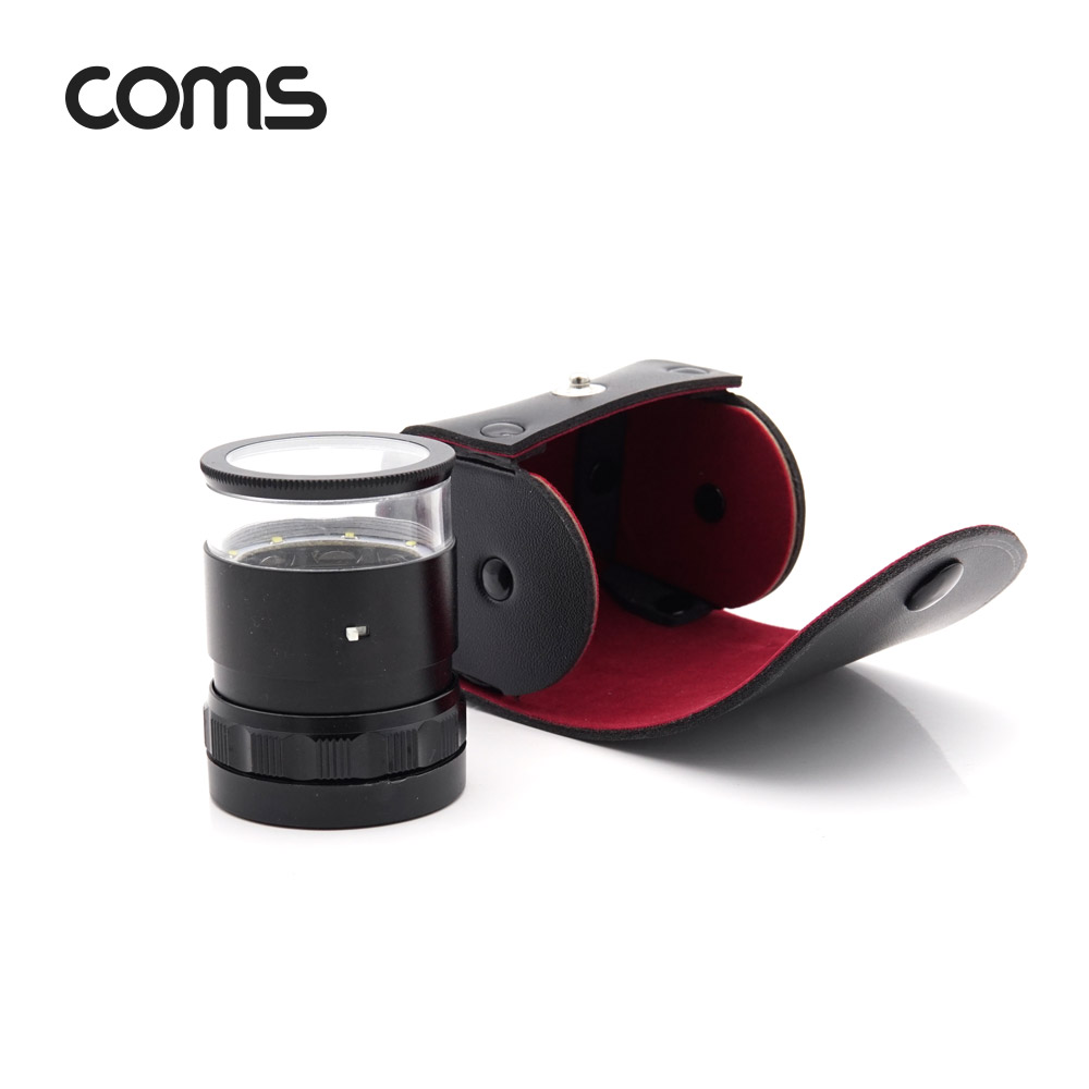Coms LED 간이 확대경/돋보기 10X(10배율) 42mm / 반지름, 각도, 길이 측정 / 수치