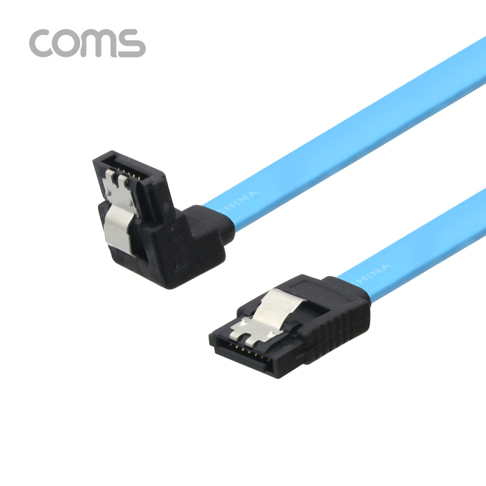 Coms SATA 하드 케이블 (SATA3) - Blue / 6.0Gbps, 한쪽 꺾임 / 50cm