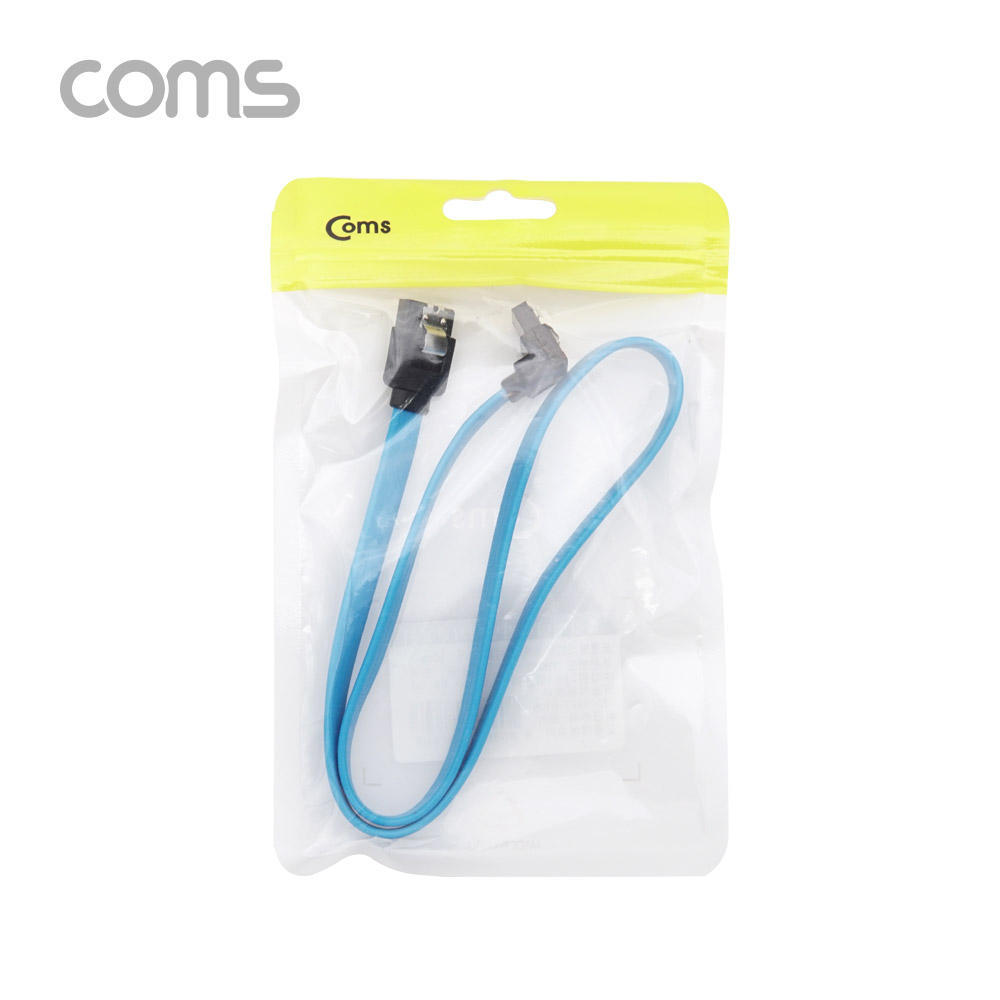 Coms SATA 하드 케이블 (SATA3) - Blue / 6.0Gbps, 한쪽 꺾임 / 50cm