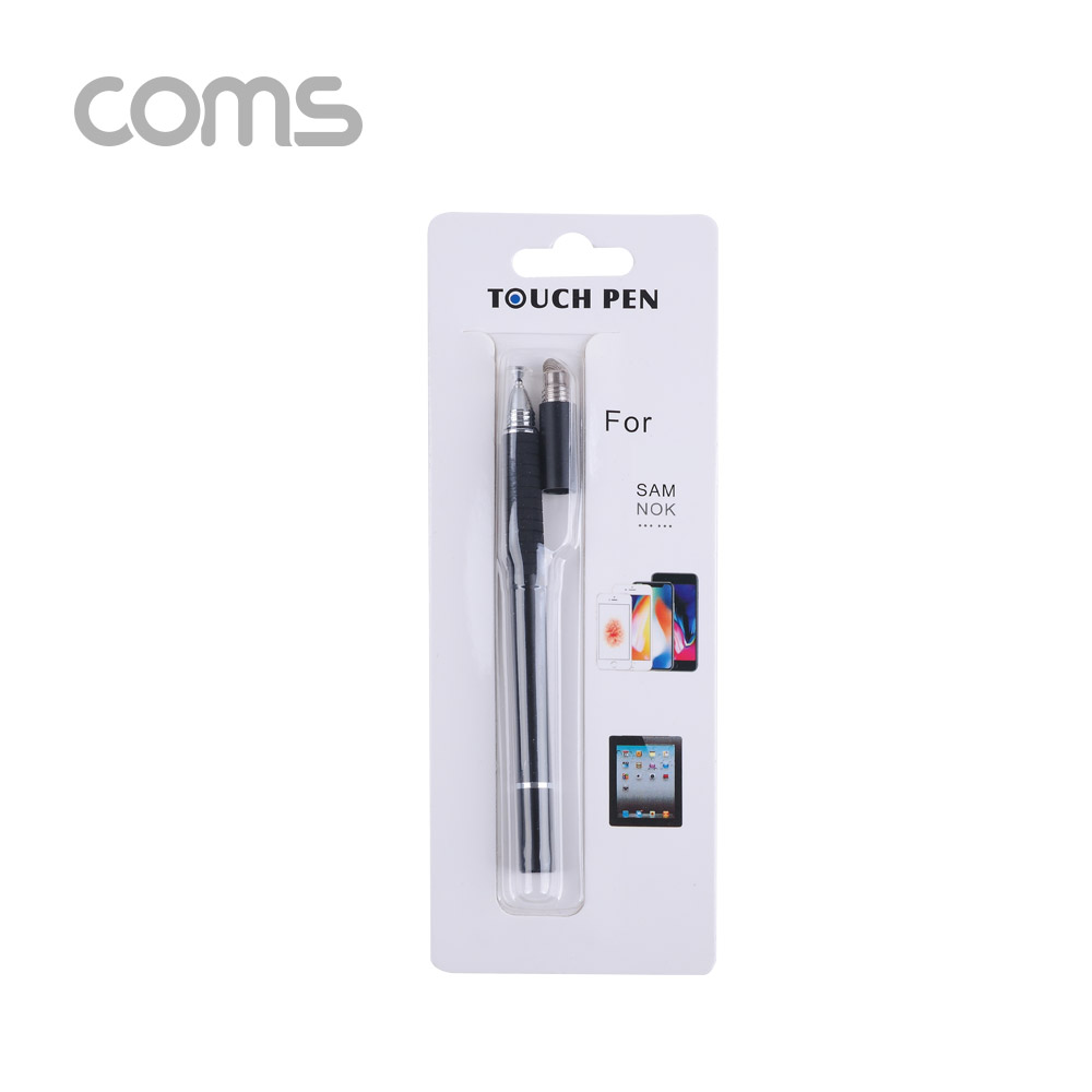 Coms 스마트폰 터치펜(볼펜 포함) / 정전식 / 디스크형 / 펜 타입 / 스타일러스 / black