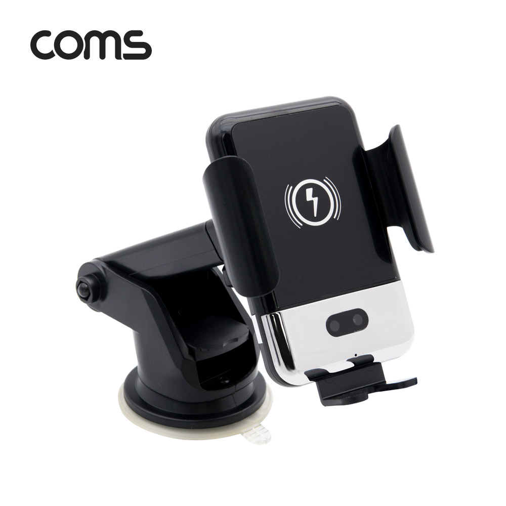[경제형] Coms 차량용 무선 고속충전기 / IR 센서 / 흡착거치+송풍구거치 / 최대 15W