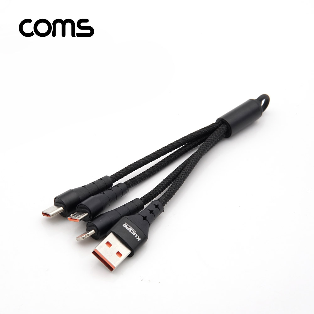 Coms 3 in 1 스마트폰 멀티 케이블 / 10cm / 3A / USB 3.1 Type C, 8Pin, Micro 5Pin