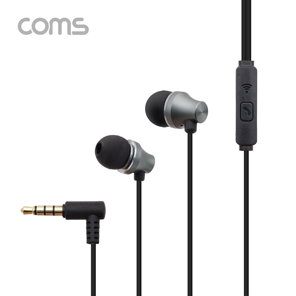 Coms 3.5 스테레오 이어폰 1.2m / 컨트롤 리모콘 / 마이크 / Stereo / black