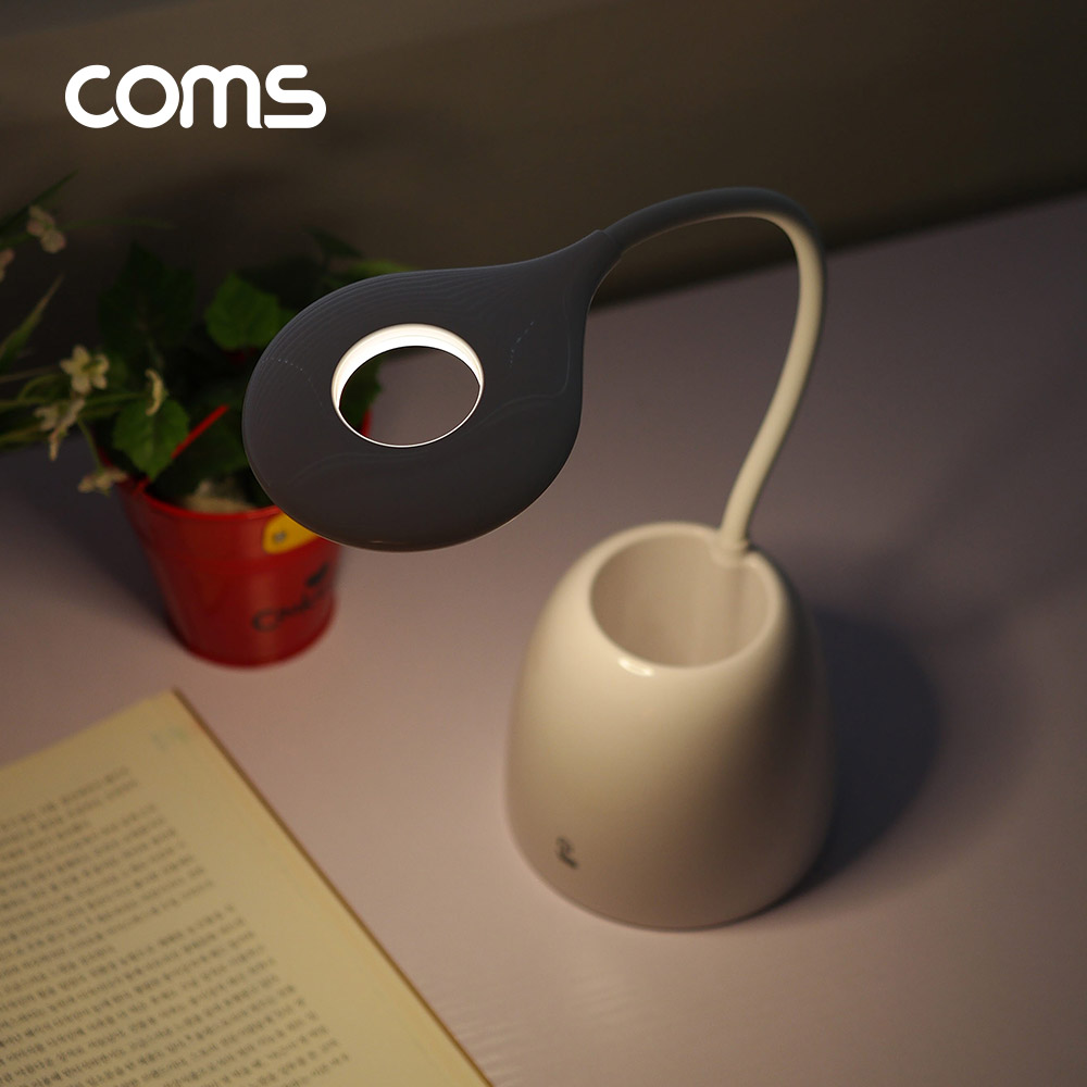 Coms USB 램프(충전식) 원형 LED/터치 on, 펜보관