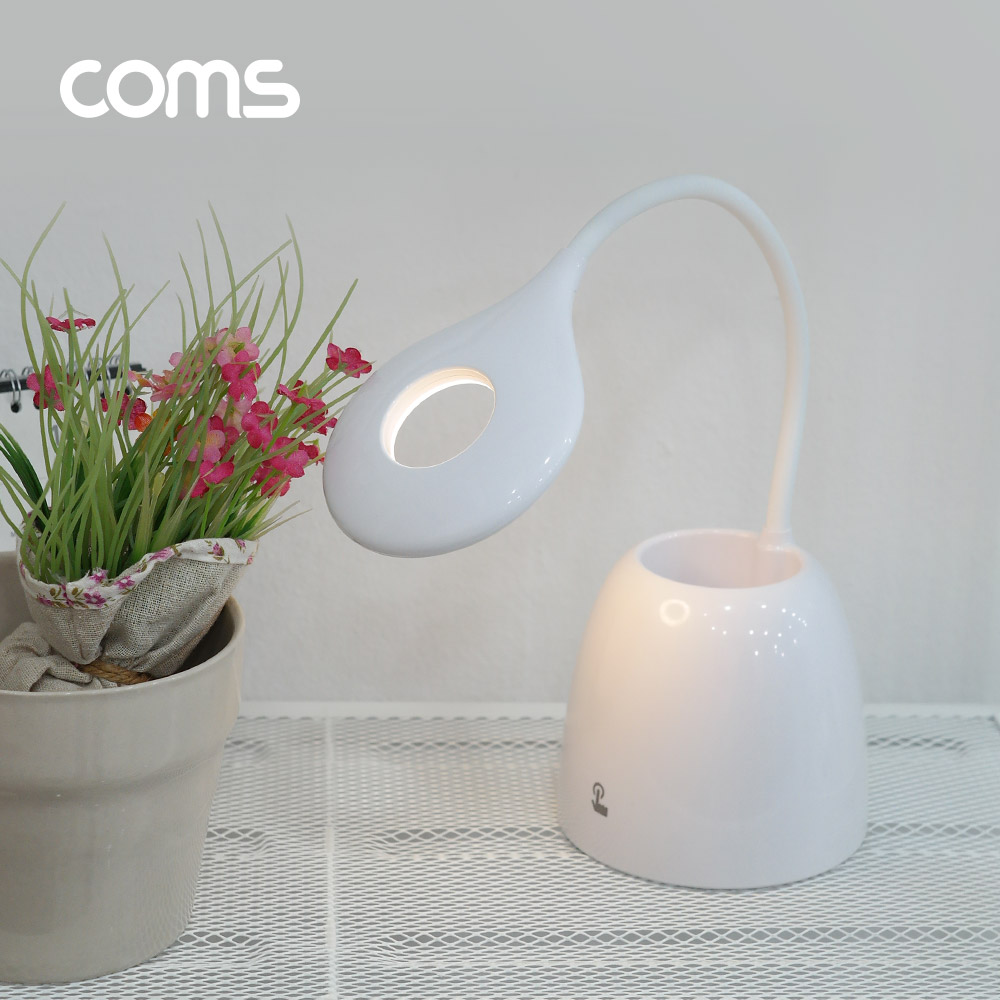 Coms USB 램프(충전식) 원형 LED/터치 on, 펜보관