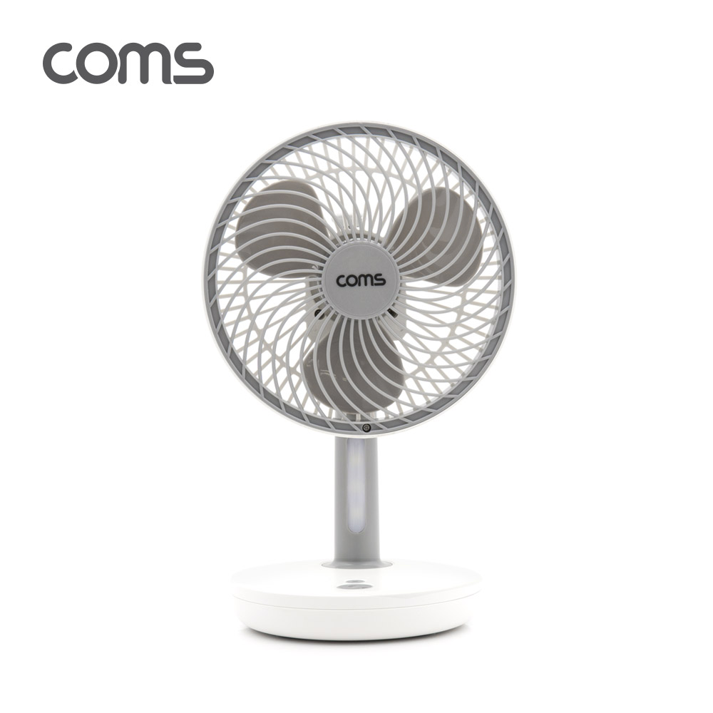 Coms 탁상용 무선 선풍기 / 회전식 선풍기 / 저소음 미니 선풍기 / USB 충전 / LED 무드등 램프