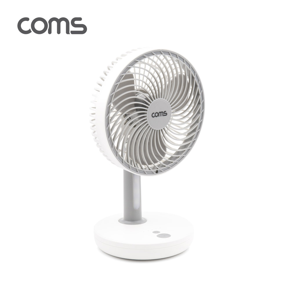 Coms 탁상용 무선 선풍기 / 회전식 선풍기 / 저소음 미니 선풍기 / USB 충전 / LED 무드등 램프