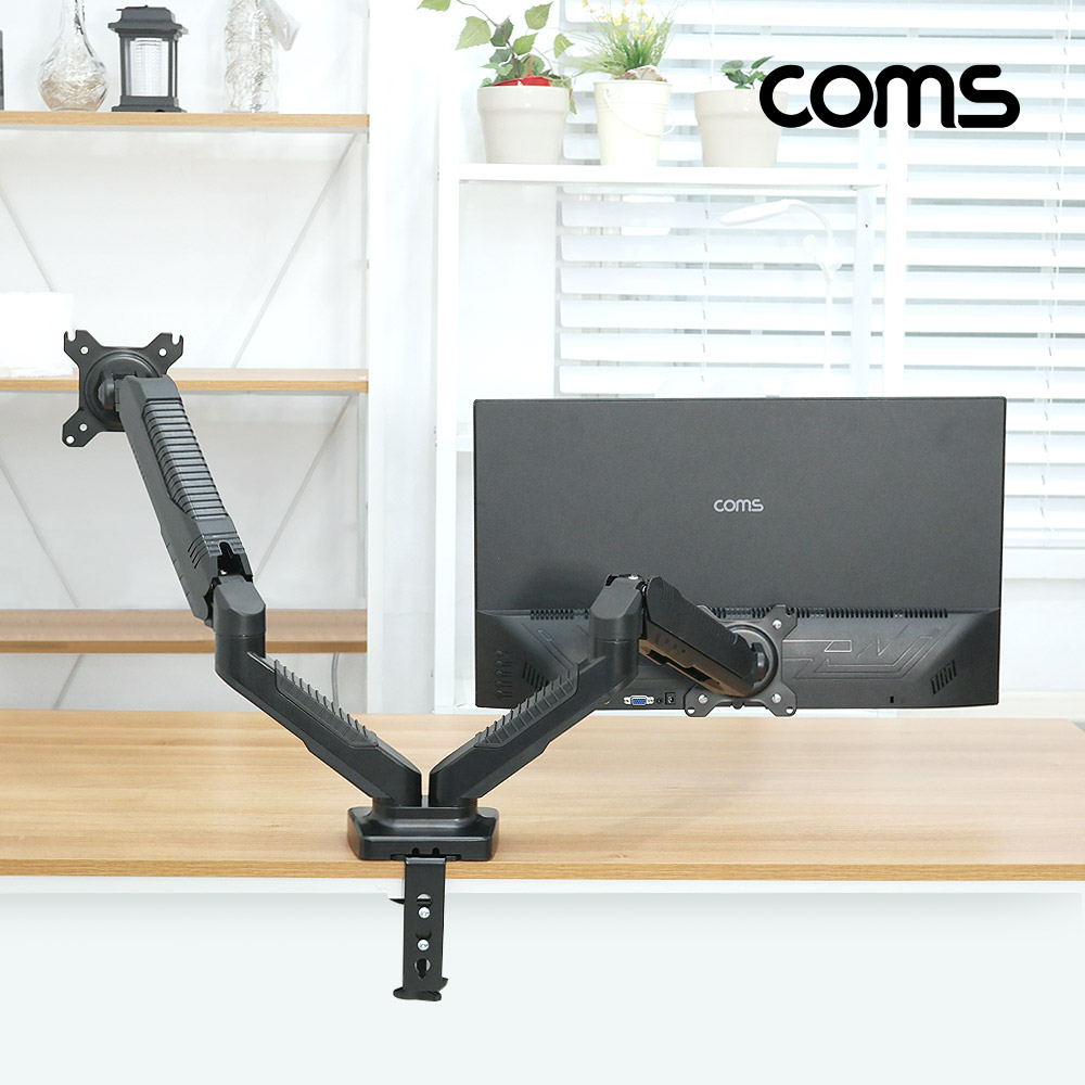Coms 듀얼 모니터 거치대 / 회전 삼관절 ARM형, 1개당 최대하중 6.5kg