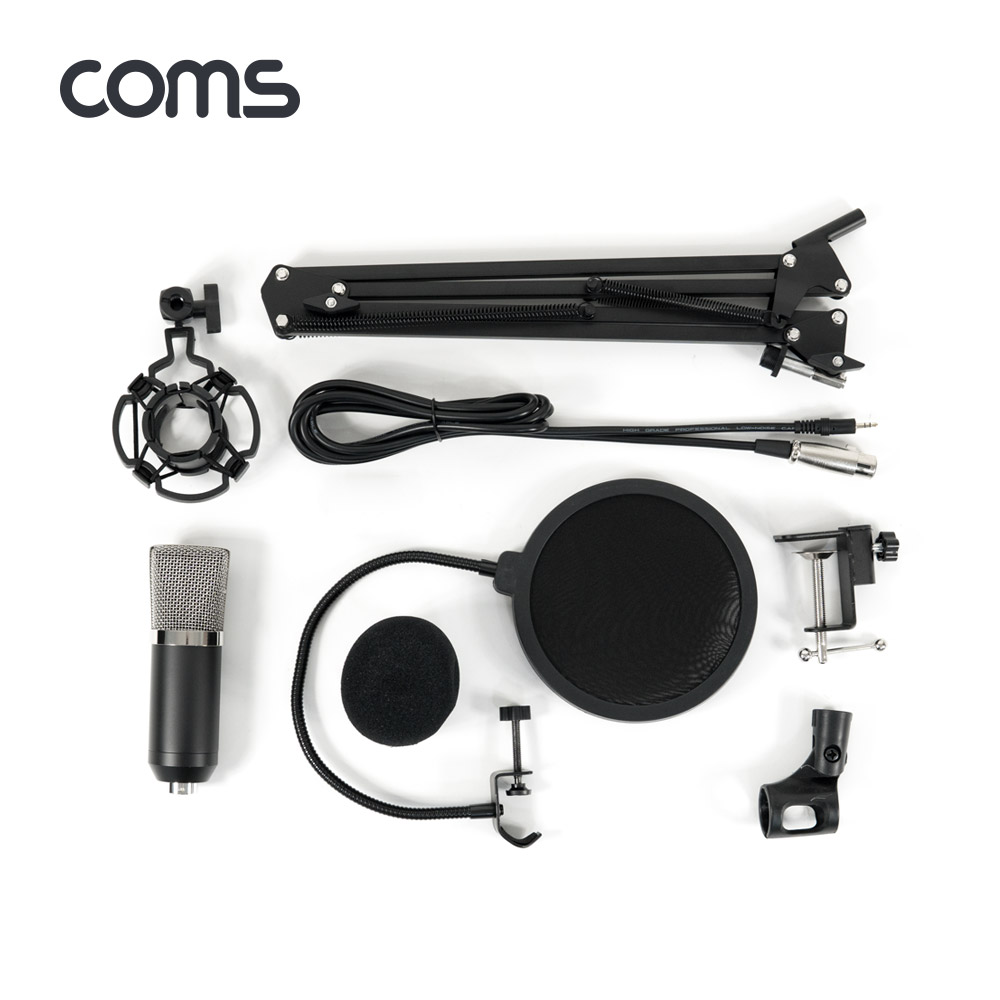 Coms 콘덴서 마이크 세트 / 탁상 거치용 / 스탠드 / 팝 스크린 / 레코딩 / 방송