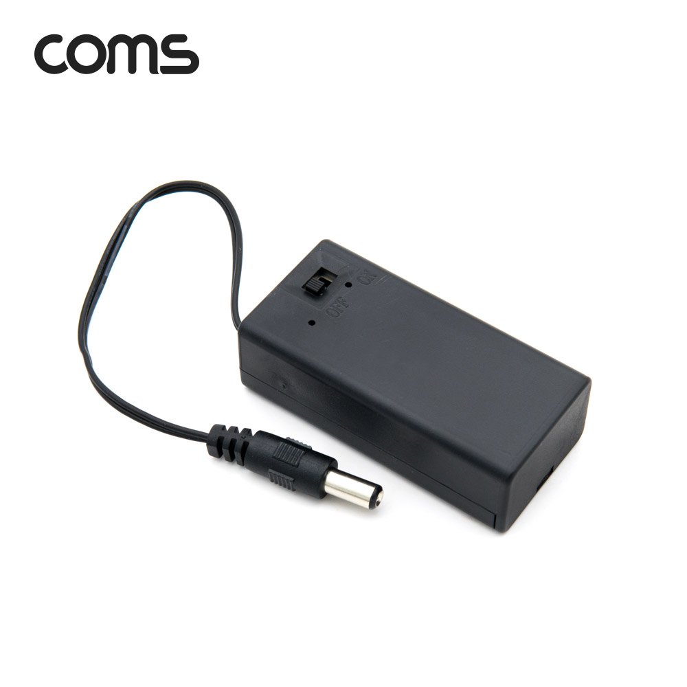 Coms 9V 건전지 1구 커버 스위치 홀더 / 배터리 홀더 / DC 잭 5.5(M) Plug 15cm
