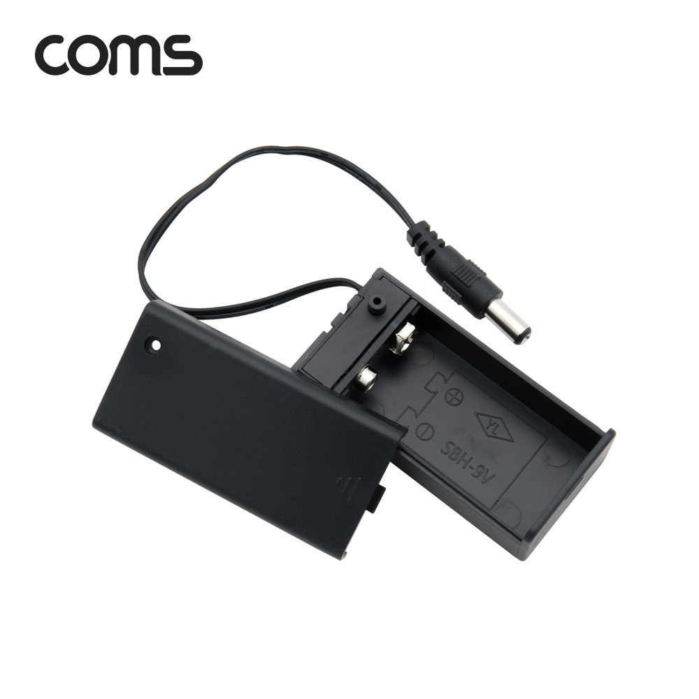 Coms 9V 건전지 1구 커버 스위치 홀더 / 배터리 홀더 / DC 잭 5.5(M) Plug 15cm