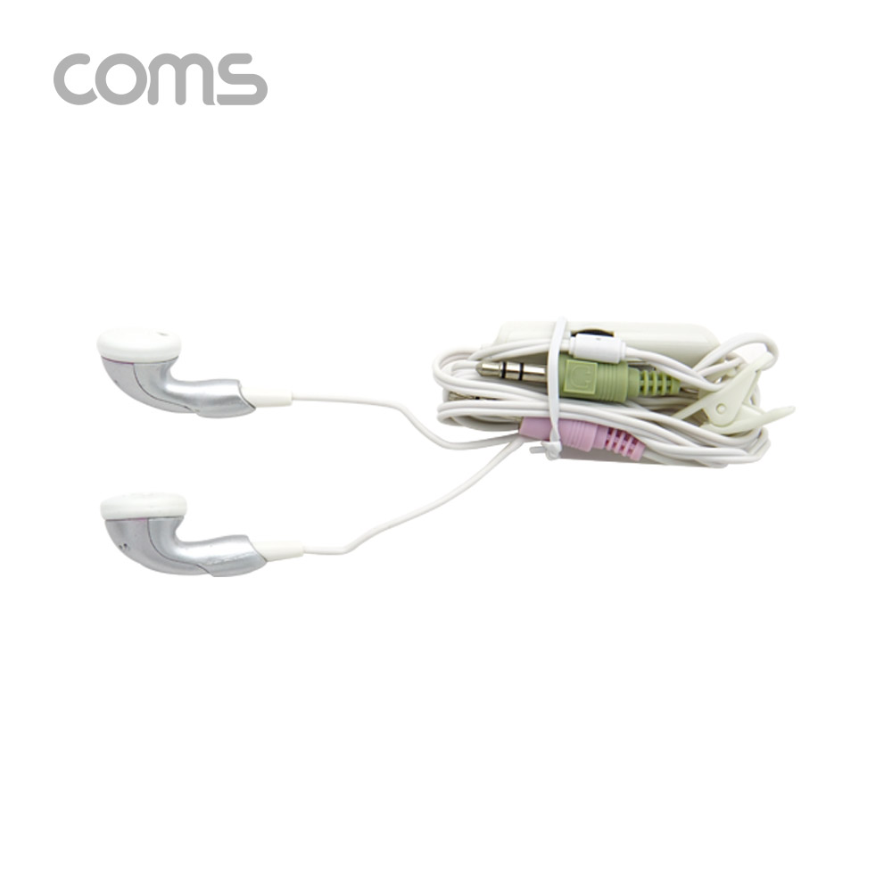 Coms PC용 스테레오 이어폰 3.5mm / 게임용 / 마이크 / Stereo / White