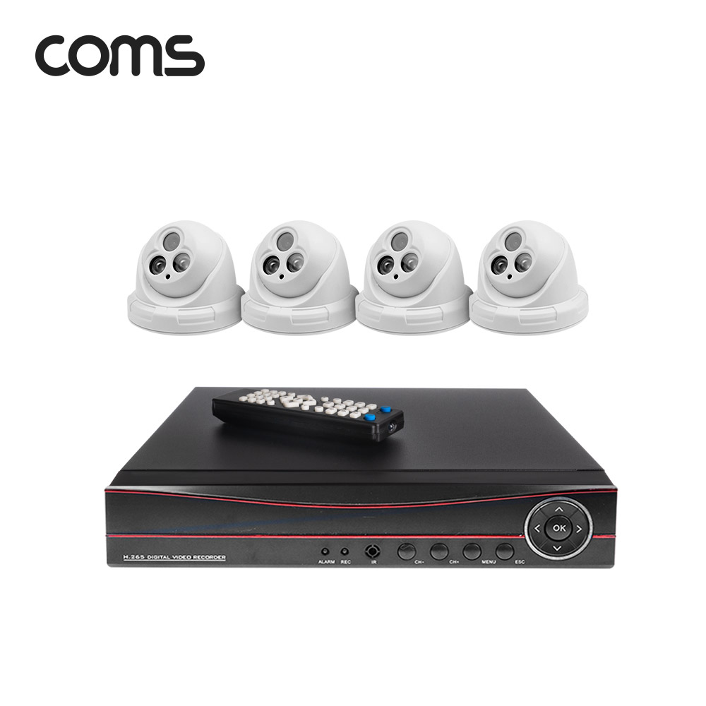 Coms 4채널 DVR CCTV IP 카메라 녹화기 풀패키지 / 실내형x4
