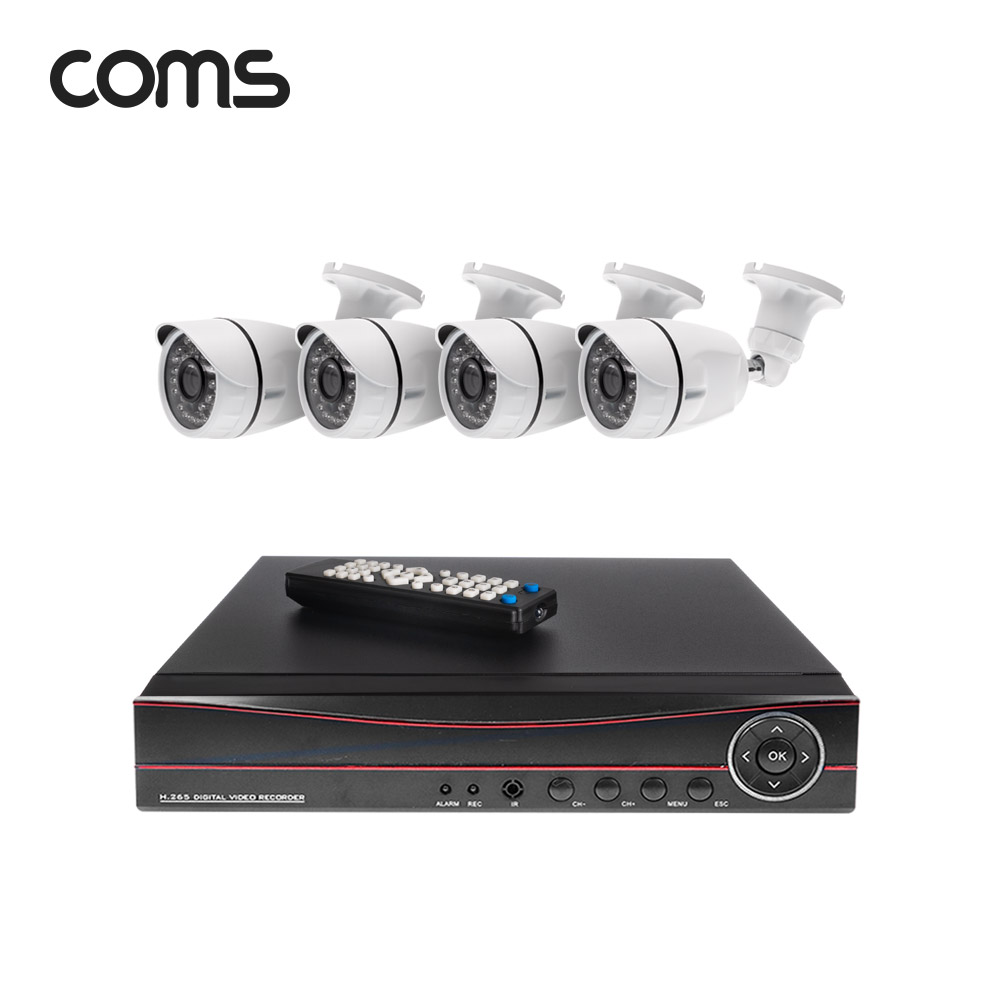 Coms 4채널 DVR CCTV IP 카메라 녹화기 풀패키지 / 실외형x4