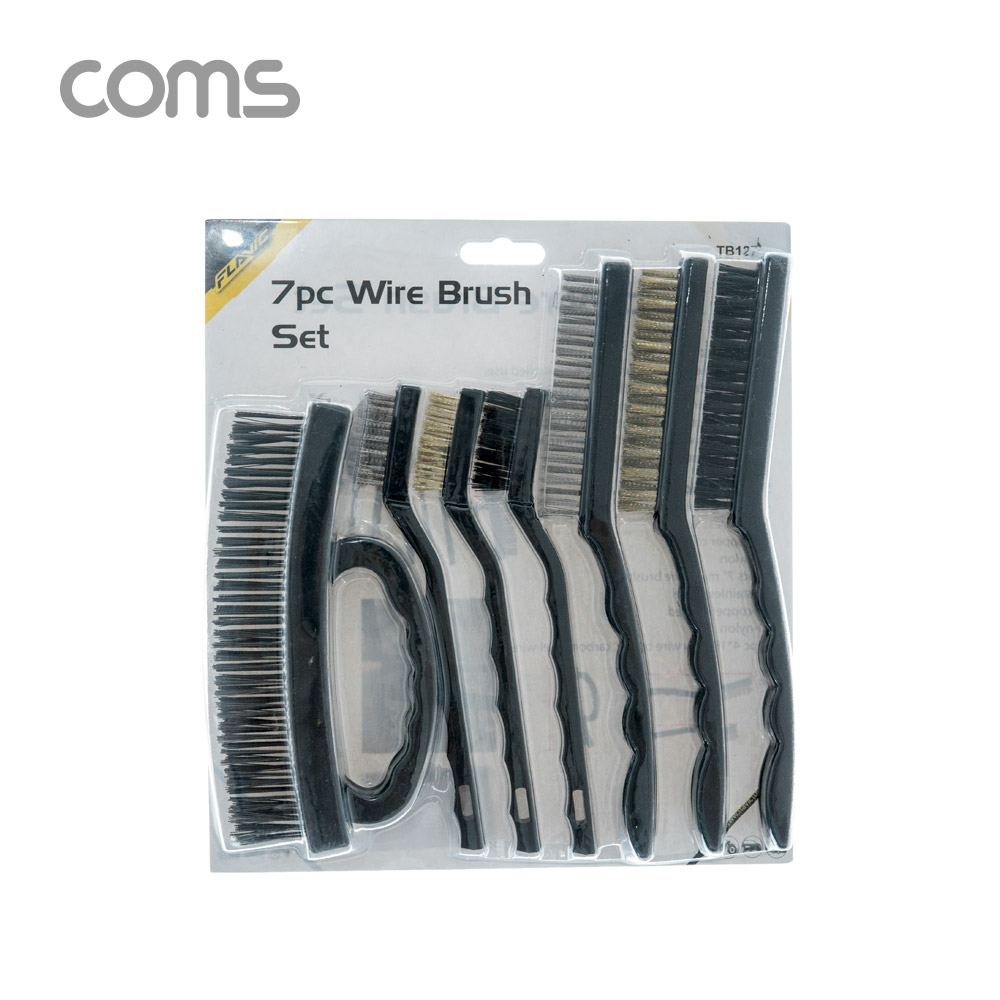 Coms 와이어 브러쉬 세트 7EA / 쇠솔 세트 / 철브러쉬 / 황동, 스틸, 나일론 / 녹 제거