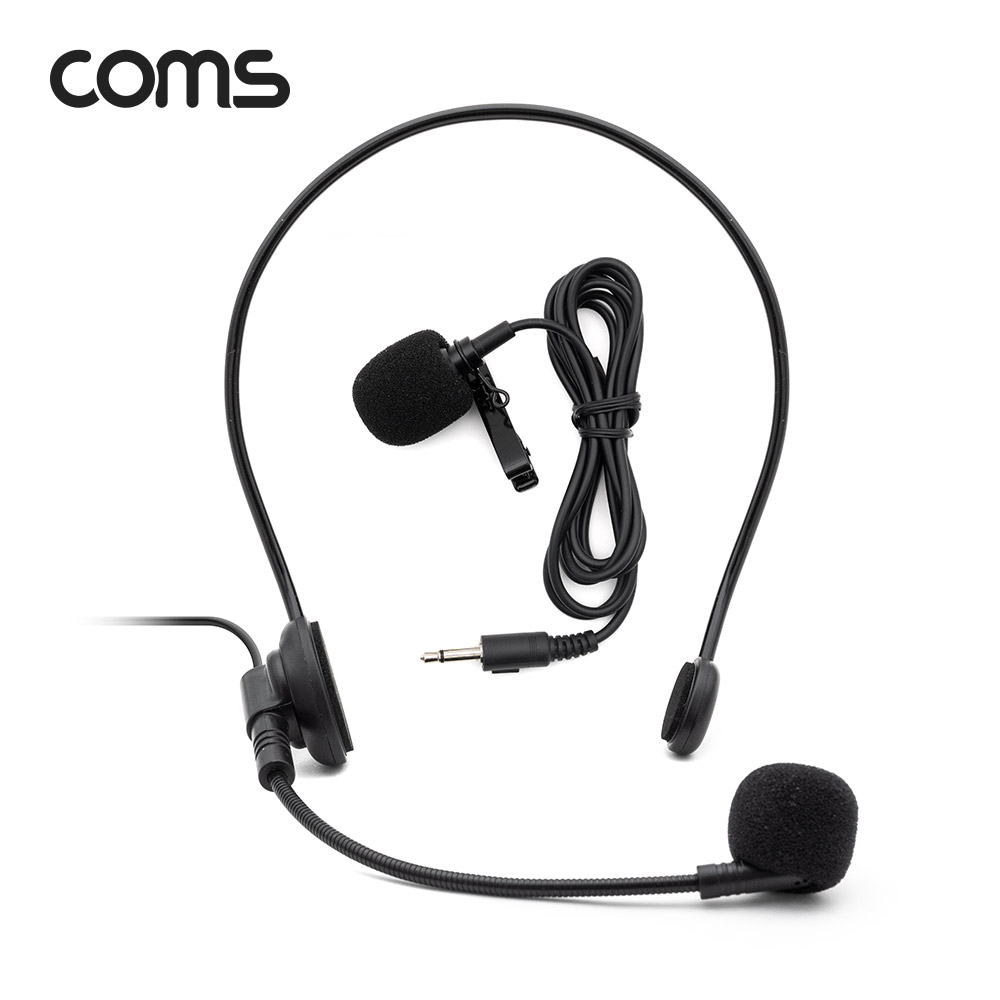 Coms UHF 듀얼 무선 마이크 송수신기 세트 / 핸드마이크, 헤드셋마이크, 클립형 핀 마이크