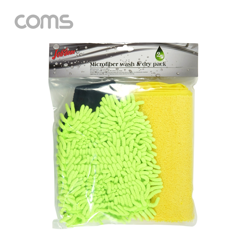 Coms 차량용 극세사 타올 세트, 세차용 / 일반형, 장갑형 / 워시미트