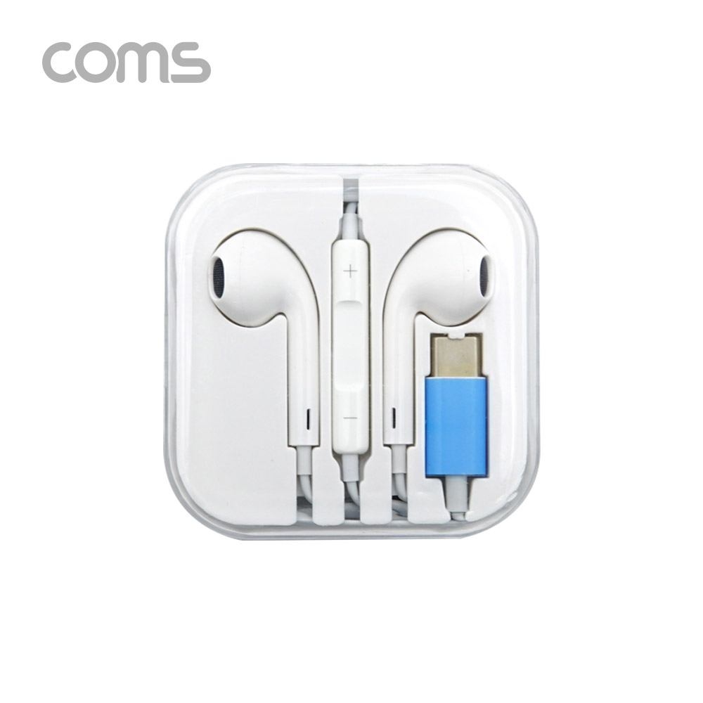 Coms 스테레오 이어폰 1.2m / C-Type 이어폰 / 컨트롤 리모콘 / 마이크 / Stereo / White