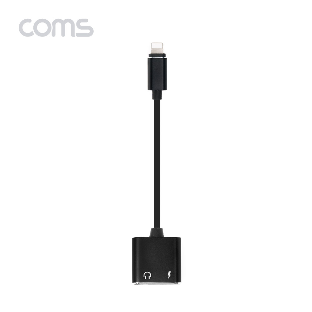 Coms 8핀(8Pin) to 3.5mm 이어폰 단자 AUX 젠더/ 충전+음악감상 / Black