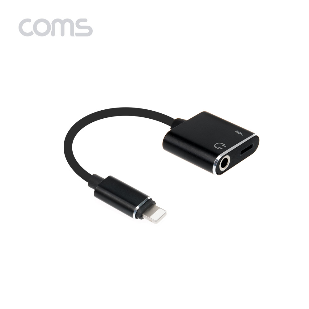 Coms 8핀(8Pin) to 3.5mm 이어폰 단자 AUX 젠더/ 충전+음악감상 / Black