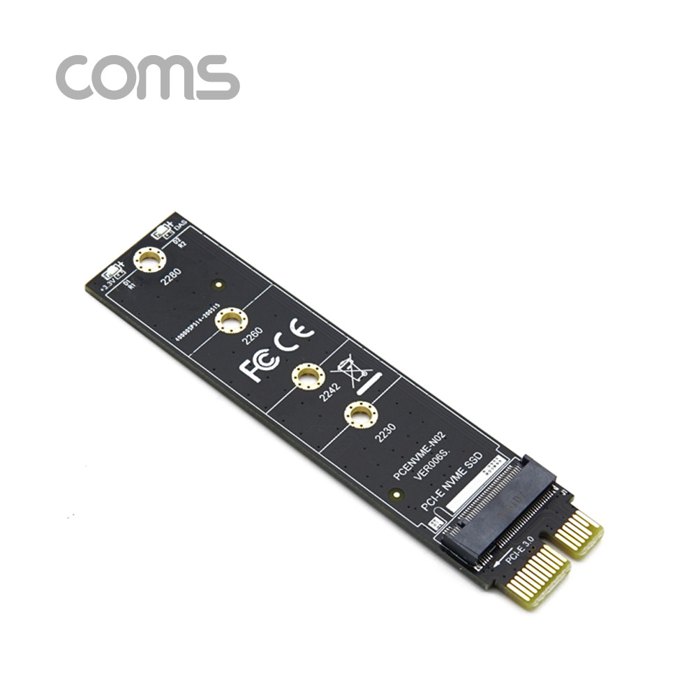 Coms PCI Express 변환 컨버터 M.2 NVME SSD KEY M to PCI-E 1x 변환 카드 일자형