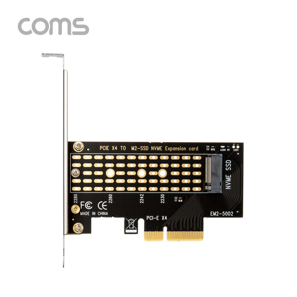 Coms PCI Express 변환 컨버터 M.2 NVME SSD KEY M to PCI-E 4x 변환 카드 PC 브라켓