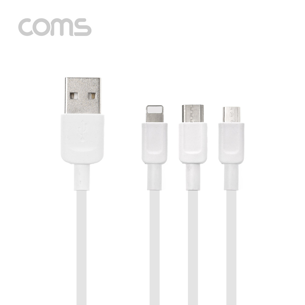 Coms 스마트폰 3 in 1 멀티 케이블, USB 3.1 Type C/Micro 5P/8P