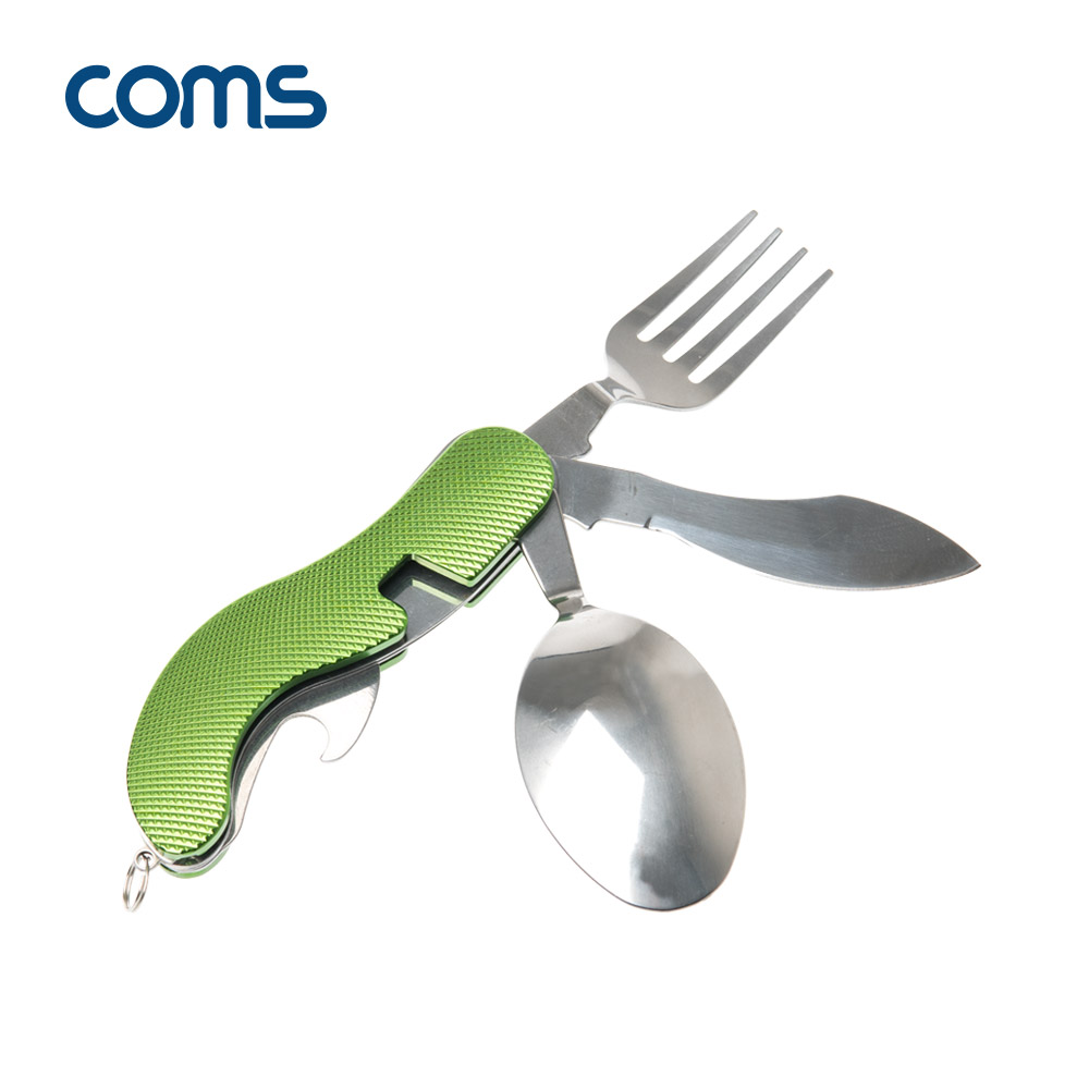 Coms 다용도 캠핑툴 / 4 in 1 / 스푼 / 포크 / 나이프 / 병따개