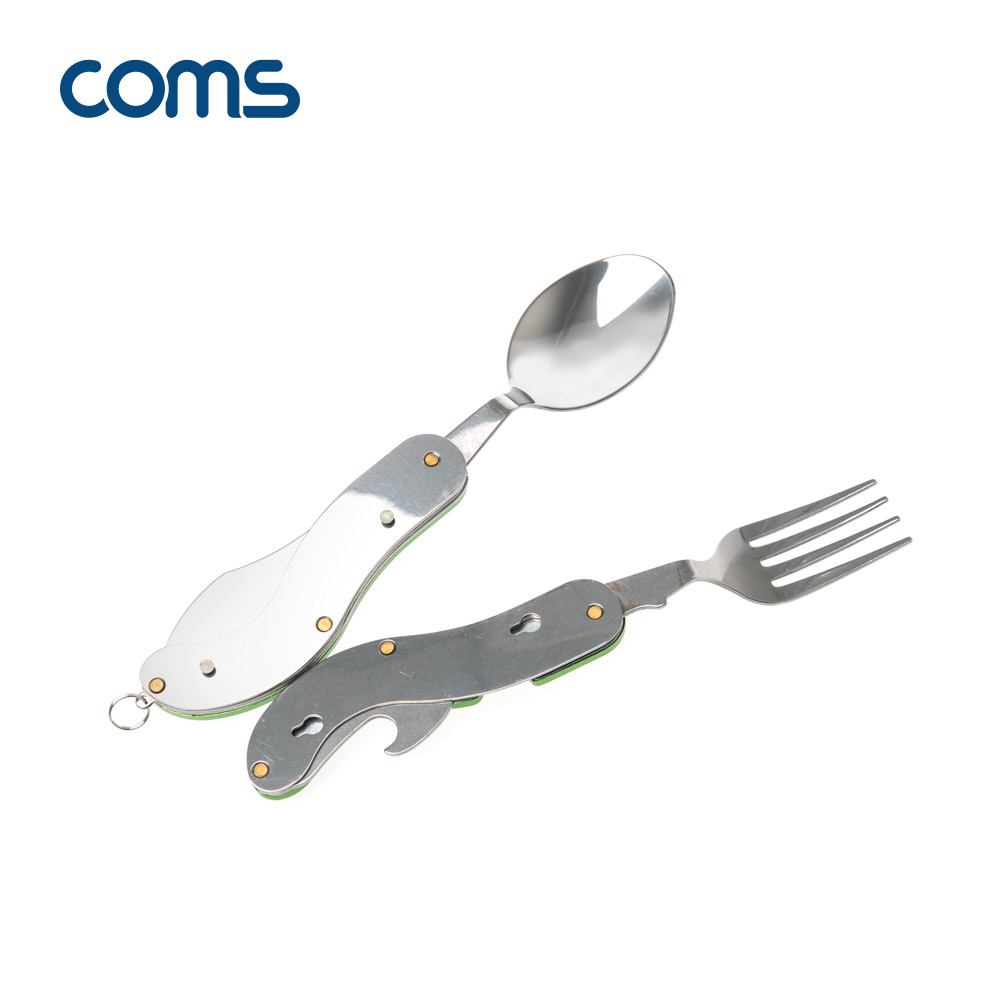 Coms 다용도 캠핑툴 / 4 in 1 / 스푼 / 포크 / 나이프 / 병따개